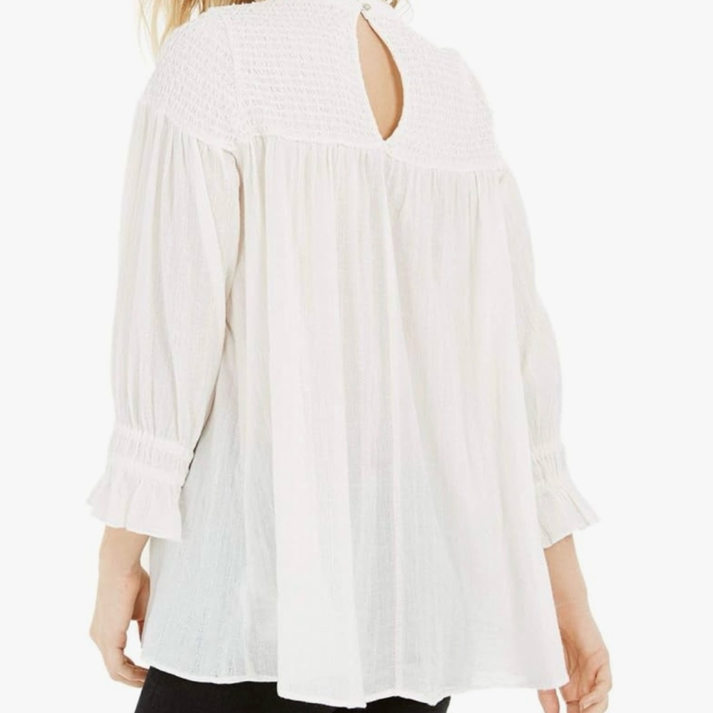 NWT Free People Obi Mila Smocked Tunic Top Ivory Small - Picture 3 of 14